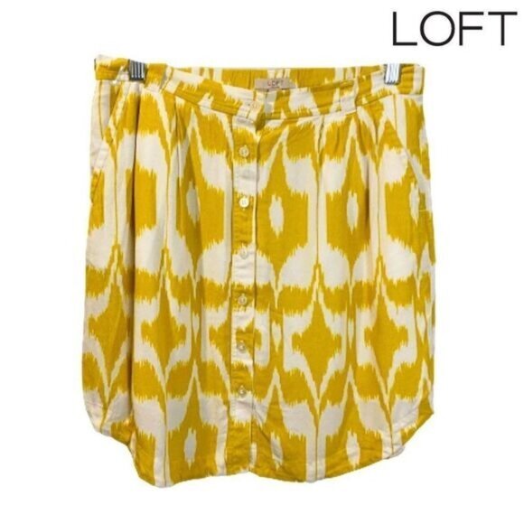 LOFT Women's Islander Ikat Print‎ Button Front Skirt - Picture 1 of 9